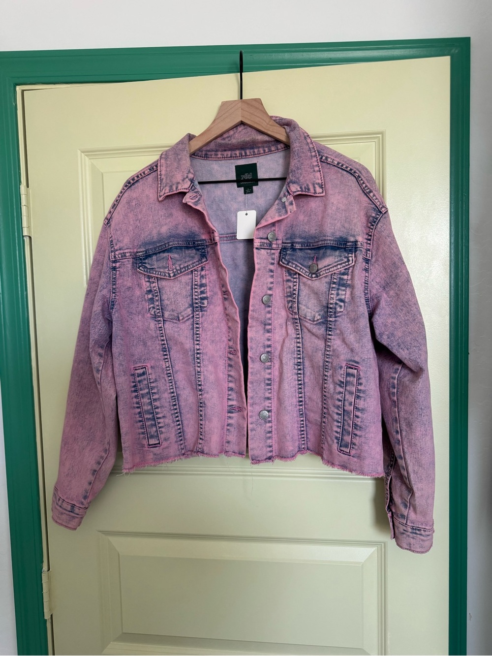 wild fable Pink Acid-Wash Denim Jacket